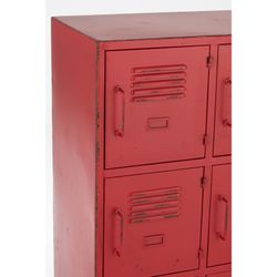 Rød metal 9-dørs skænk, 86x42x113,7 cm