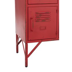 Rød metal 9-dørs skænk, 86x42x113,7 cm