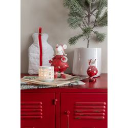 Rød metal 9-dørs skænk, 86x42x113,7 cm