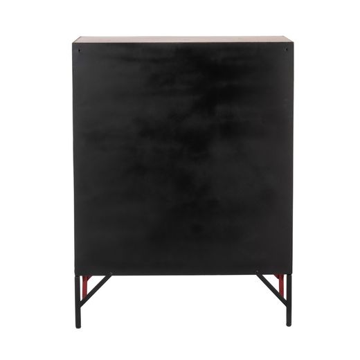 Rød metal 9-dørs skænk, 86x42x113,7 cm