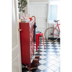 Rød metal 9-dørs skænk, 86x42x113,7 cm