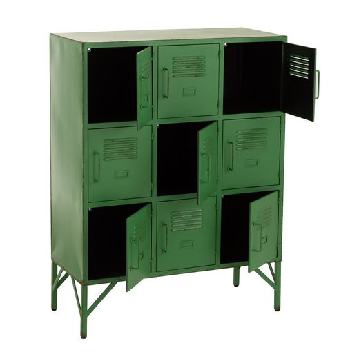 Sideboard mit 9 Türen aus grünem Metall, 86 x 42 x 113 cm