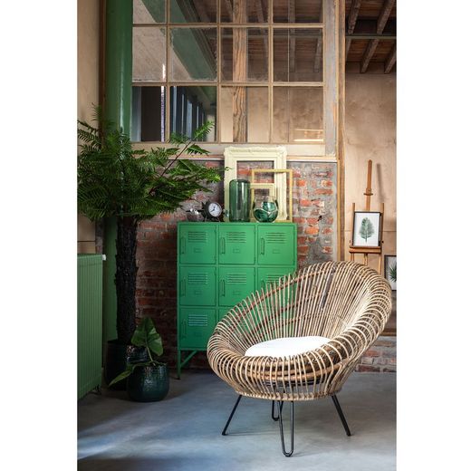 Sideboard mit 9 Türen aus grünem Metall, 86 x 42 x 113 cm