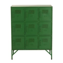 Sideboard mit 9 Türen aus grünem Metall, 86 x 42 x 113 cm