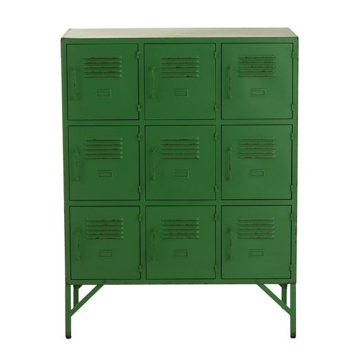 Sideboard mit 9 Türen aus grünem Metall, 86 x 42 x 113 cm