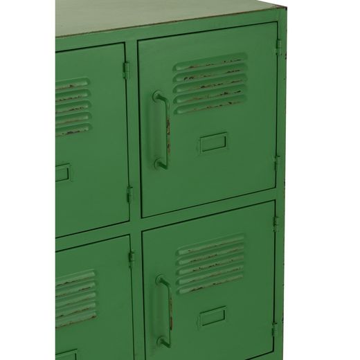Sideboard mit 9 Türen aus grünem Metall, 86 x 42 x 113 cm