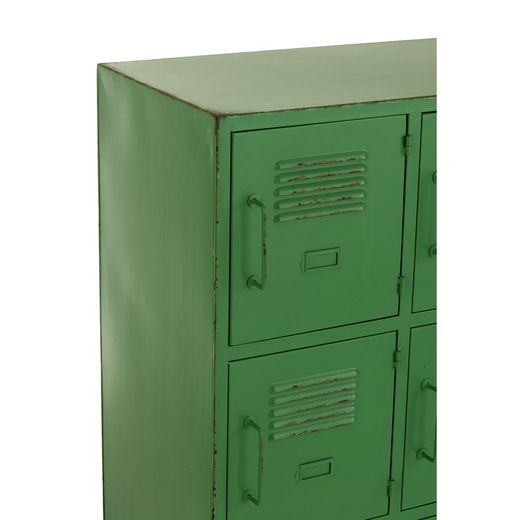 Sideboard mit 9 Türen aus grünem Metall, 86 x 42 x 113 cm