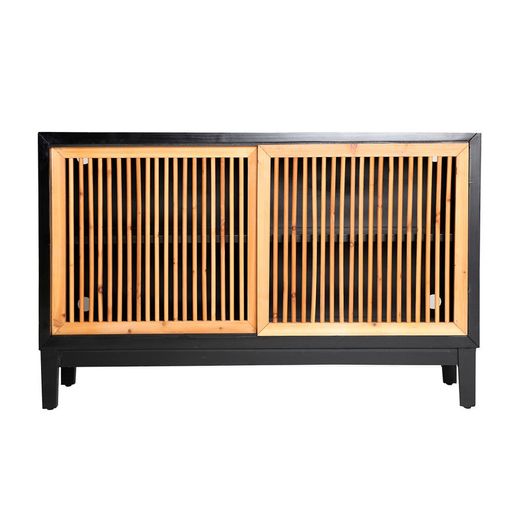 Aparador em abeto preto e natural, 121 x 36 x 76 cm | lomqui