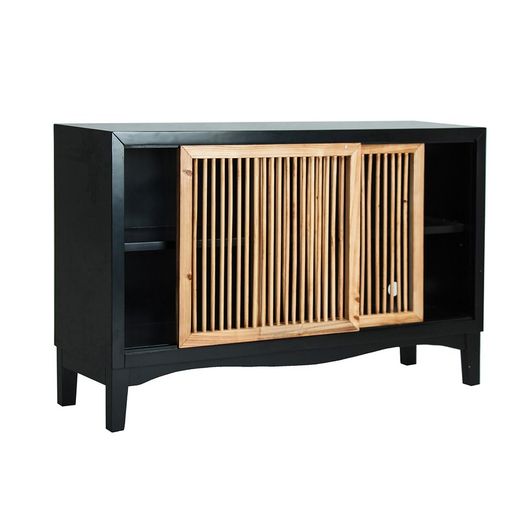Aparador em abeto preto e natural, 121 x 36 x 76 cm | lomqui