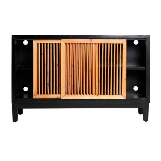 Aparador em abeto preto e natural, 121 x 36 x 76 cm | lomqui