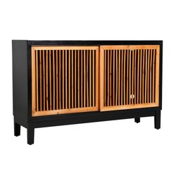 Aparador em abeto preto e natural, 121 x 36 x 76 cm | lomqui