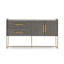 Kredens metalowy cedrowo-szary/złoty, 150x46x86cm