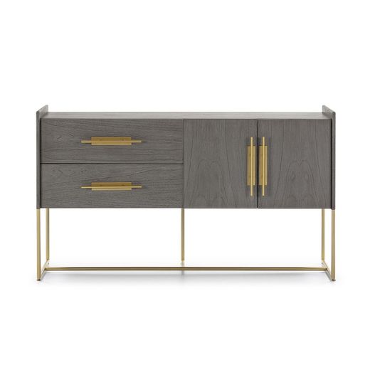 Kredens metalowy cedrowo-szary/złoty, 150x46x86cm