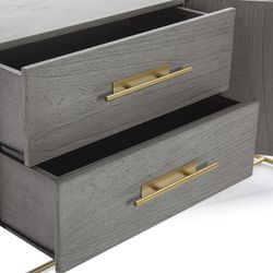 Kredens metalowy cedrowo-szary/złoty, 150x46x86cm