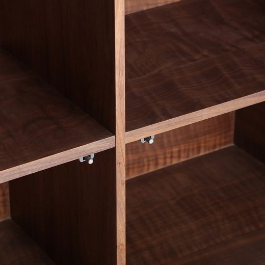 Aparador de chapa de nogal y mármol sintético en color nogal y beige, 180 x 40 x 85 cm | Dune