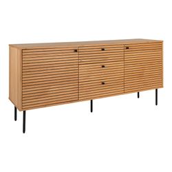 Oak veneer sideboard in natural, 150 x 40 x 74 cm | Kyoto