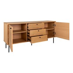 Oak veneer sideboard in natural, 150 x 40 x 74 cm | Kyoto