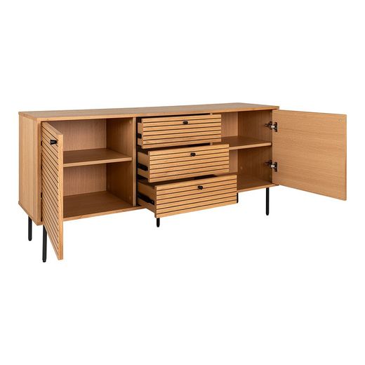 Oak veneer sideboard in natural, 150 x 40 x 74 cm | Kyoto