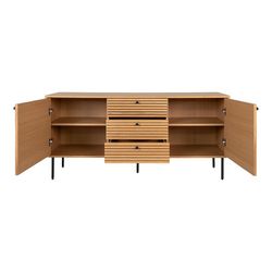 Oak veneer sideboard in natural, 150 x 40 x 74 cm | Kyoto