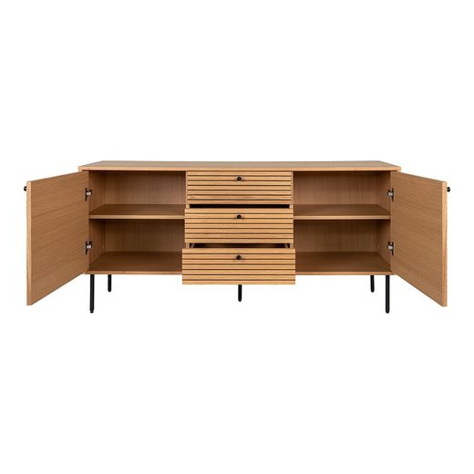 Oak veneer sideboard in natural, 150 x 40 x 74 cm | Kyoto
