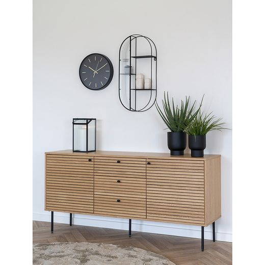 Oak veneer sideboard in natural, 150 x 40 x 74 cm | Kyoto