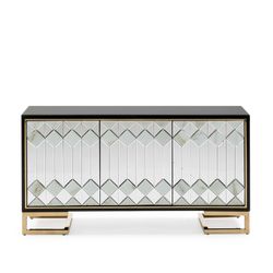 Buffet en verre noir, 150x45x80 cm