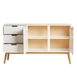 Komplettes Wohnzimmer in Weißkiefernholz, 3-teilig