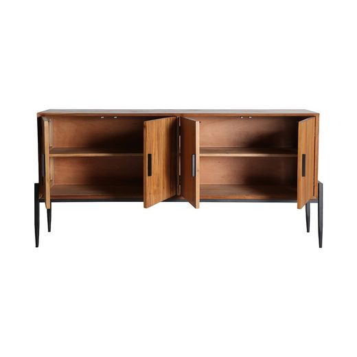 Dressoir van dennenhout in bruin, 180 x 40 x 85 cm | Laurier