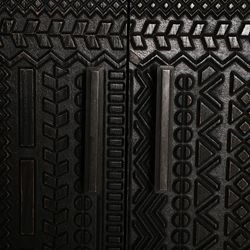 Ash wood and black metal sideboard, 156 x 35 x 91 cm | Antrim