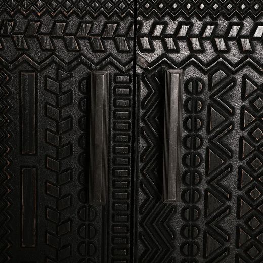 Ash wood and black metal sideboard, 156 x 35 x 91 cm | Antrim