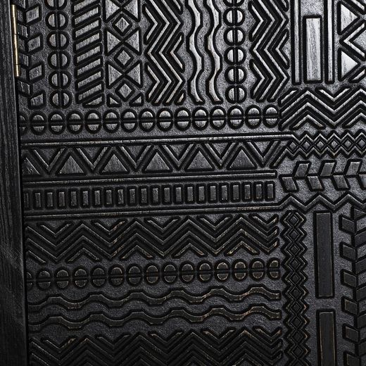 Ash wood and black metal sideboard, 156 x 35 x 91 cm | Antrim