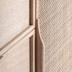 Ash wood and rattan sideboard in natural, 180 x 40 x 80 cm | Weurtz