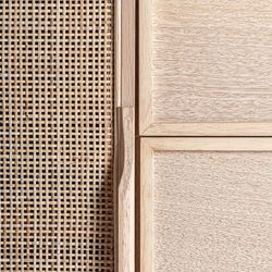 Ash wood and rattan sideboard in natural, 180 x 40 x 80 cm | Weurtz