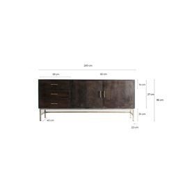 Mango Wood Sideboard Tapir Black/Gold, 200x40x87cm