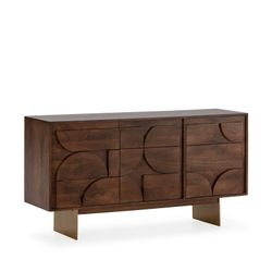 Mango wood sideboard in dark brown, 145 x 40 x 76 cm | Trisha