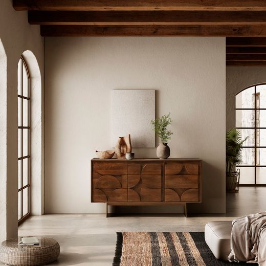 Mango wood sideboard in dark brown, 145 x 40 x 76 cm | Trisha