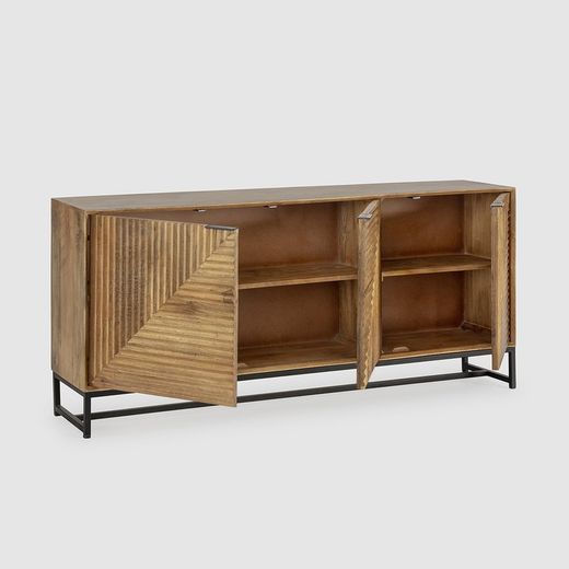 Mangohouten dressoir in naturel, 170 x 40 x 79 cm | Nereïde
