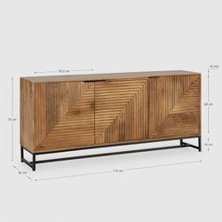 Mangohouten dressoir in naturel, 170 x 40 x 79 cm | Nereïde