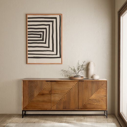 Mangohouten dressoir in naturel, 170 x 40 x 79 cm | Nereïde