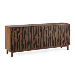 Mango wood sideboard in natural and black, 190 x 40 x 80 cm | Kantu