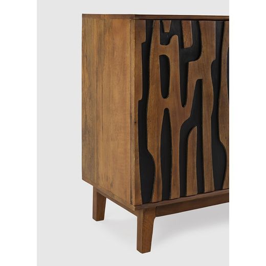 Mango wood sideboard in natural and black, 190 x 40 x 80 cm | Kantu