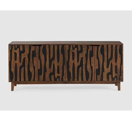 Mango wood sideboard in natural and black, 190 x 40 x 80 cm | Kantu