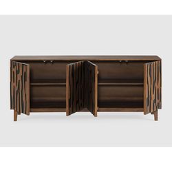 Mango wood sideboard in natural and black, 190 x 40 x 80 cm | Kantu