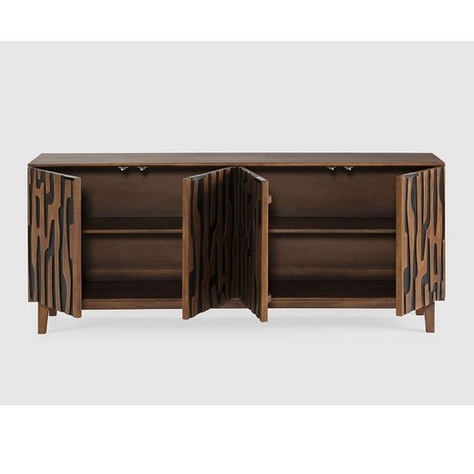Mango wood sideboard in natural and black, 190 x 40 x 80 cm | Kantu