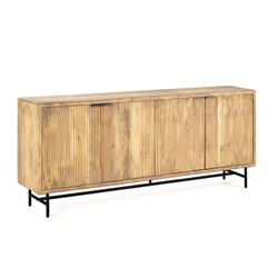 Mangohouten dressoir in naturel en zwart, 190 x 40 x 85 cm | Mundra