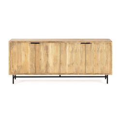 Mangohouten dressoir in naturel en zwart, 190 x 40 x 85 cm | Mundra
