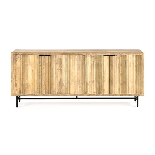 Mangohouten dressoir in naturel en zwart, 190 x 40 x 85 cm | Mundra