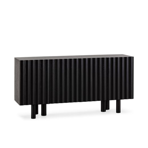 Aparador de madera de mango en negro, 160 x 40 x 80 cm | Tamira