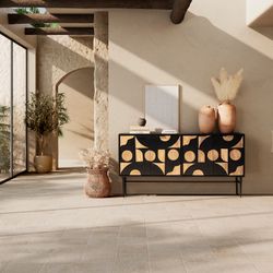 Buffet en bois de manguier noir et naturel, 175 x 40 x 90 cm | Navya