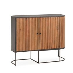Komoda z drewna mango i metalu w kolorze dębowym i czarnym, 110 x 40 x 90 cm | Curve